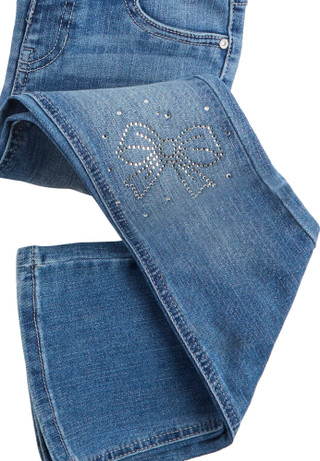 Thumbnail 2: Squeeze Squeeze Big Girls Bling Bow Flare Jeans 