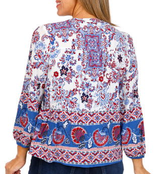Thumbnail 2: FIGUEROA & FLOWER Figueroa & Flower Petite 3/4 Sleeve Floral Paisley Top 