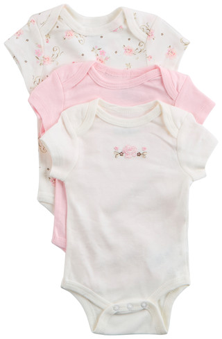 Thumbnail 1: Little Me Little Me Baby Girls 3 Pk Short Sleeve Creepers 
