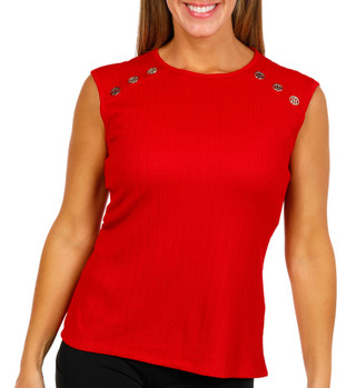 Thumbnail 1: Tommy Hilfiger Tommy Hilfiger Womens Cap Sleeve Shoulder Button Knit Top 