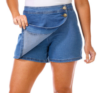 Thumbnail 3: D. Jeans D. Jeans Womens Double Button Denim Skort 