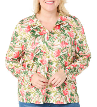 Thumbnail 1: Stella Parker Stella Parker Plus Long Sleeve 1/4 Zip Printed Top 
