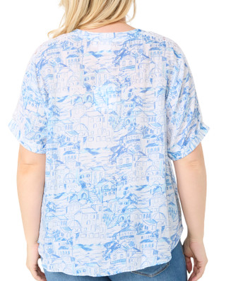 Thumbnail 2: Zac & Rachel Zac & Rachel Plus Short Sleeve Printed Tie Front Top 