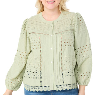 Thumbnail 1: INDUSTRY Industry Plus Long Sleeve Eyelet Button Down Top 