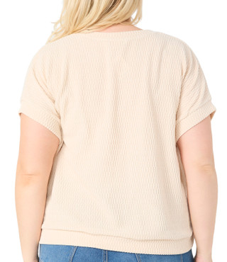 Thumbnail 2: ONE WORLD One World Plus Short Sleeve Solid Dolman Top 