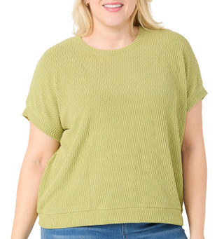 Thumbnail 1: ONE WORLD One World Plus Short Sleeve Solid Dolman Top 
