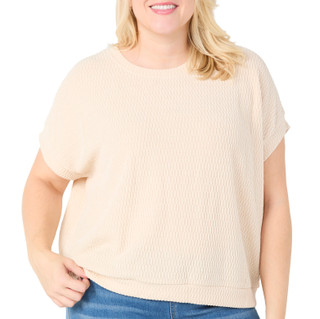 Thumbnail 1: ONE WORLD One World Plus Short Sleeve Solid Dolman Top 