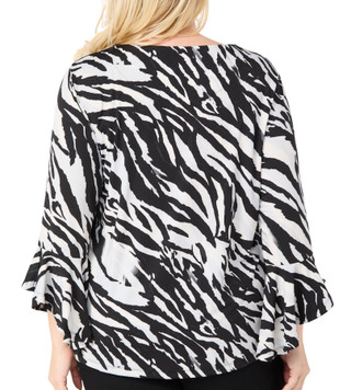 Thumbnail 2: Thomas & Olivia Thomas & Olivia Plus 3/4 Bell Sleeve Zebra Print Top 