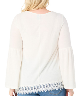 Thumbnail 2: Angels Angels Plus Long Sleeve Solid Lace Trim Top 