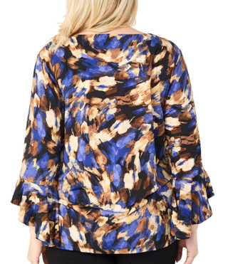 Thumbnail 2: Thomas & Olivia Thomas & Olivia Plus 3/4 Bell Sleeve Gold Bar Printed Top 