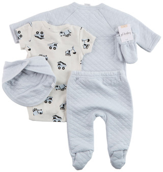 Thumbnail 2: PL Baby PL Baby Baby Boys 5 Pc Quilted Footed Pants Set 