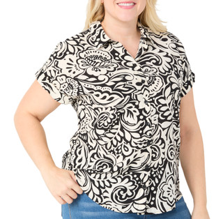 Thumbnail 1: Sara Michelle Sara Michele Plus Short Sleeve Printed Button Down Top 