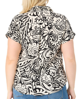 Thumbnail 2: Sara Michelle Sara Michele Plus Short Sleeve Printed Button Down Top 