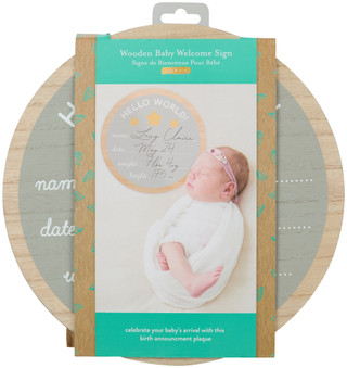 Thumbnail 1: Pearhead Pearhead Kate & Milo Wooden Baby Welcome Sign 