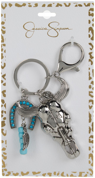 Thumbnail 1: Jessica Simpson Jessica Simpson Silver Cow Skull Bag Charm 