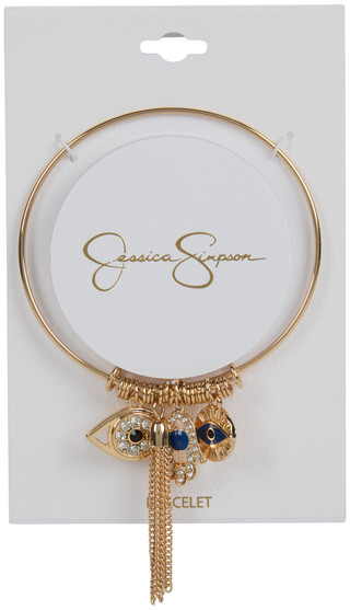 Thumbnail 1: Jessica Simpson Jessica Simpson Gold Evil Eye Charm Bangle Bracelet 