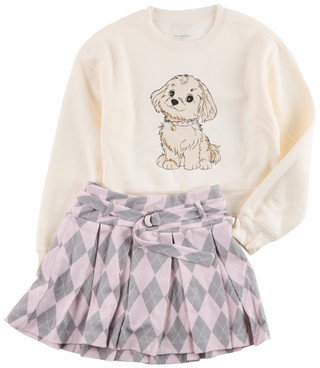 Thumbnail 1: No Comment No Comment Big Girl 2 Pc Dog Plaid Skort Set 