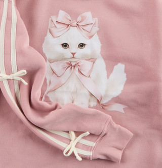 Thumbnail 2: No Comment No Comment Big Girls Fleece Cat Bows Hoodie 