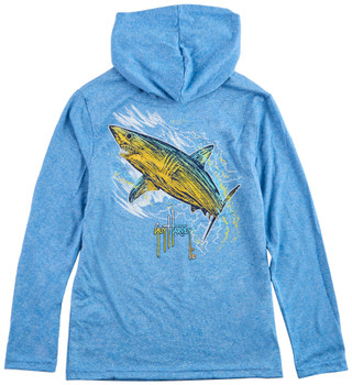 Thumbnail 2: Guy Harvey Guy Harvey Big Boys Heather Long Sleeve Hoodie Shirt 