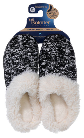 Thumbnail 1: isotoner Isotoner Womens Chunky Cable Knit Hoodback Clog Slippers 