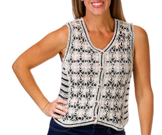 Thumbnail 1: LIV LOS ANGELES Liv Los Angeles Womens Button Up Crochet Vest 