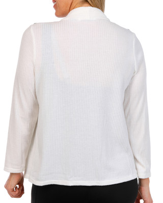 Thumbnail 2: NY COLLECTION NY Collection Petite Long Sleeve Ribbed Hacci Cardigan 