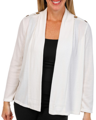 Thumbnail 1: NY COLLECTION NY Collection Petite Long Sleeve Ribbed Hacci Cardigan 