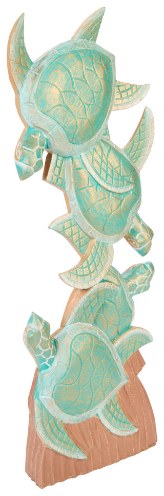 Thumbnail 3: Fancy That Fancy That 28 in Stacked Turtle Carving Home Accent 