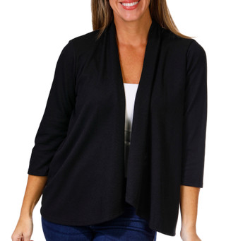 Thumbnail 1: Notations Notations Petite 3/4 Sleeve Waffle Knit Cardigan 