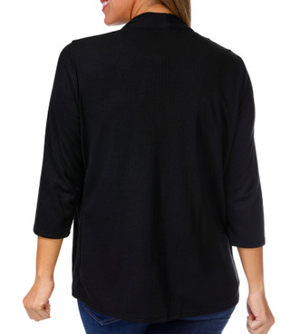 Thumbnail 2: Notations Notations Petite 3/4 Sleeve Waffle Knit Cardigan 