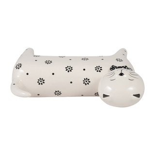 Thumbnail 3: Sagebrook Home Sagebrook Home White Stoneware Daisies Cat Figurine 