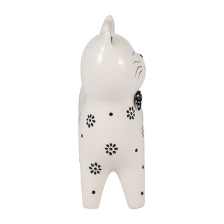 Thumbnail 6: Sagebrook Home Sagebrook Home White Stoneware Daisies Cat Figurine 