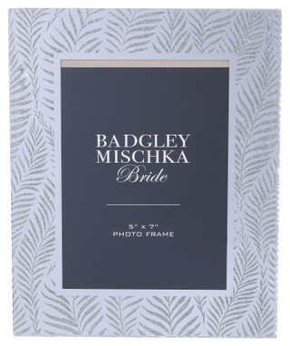 Thumbnail 1: BADGLEY MISCHKA Badgley Mischka 5x7 Silver Leaf Glitter Picture Frame 