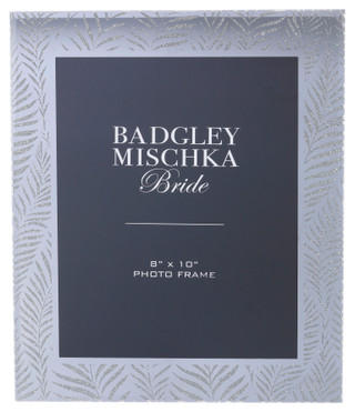 Thumbnail 1: BADGLEY MISCHKA Badgley Mischka 8x10 Silver Leaf Glitter Picture Frame 