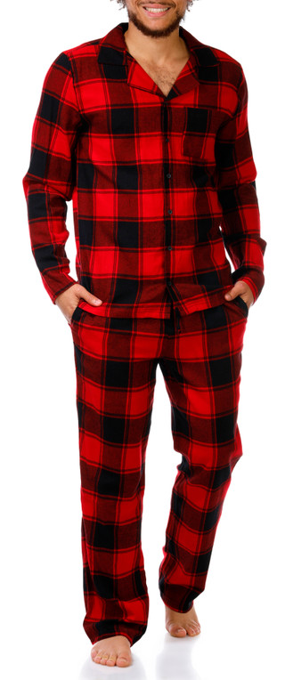 Thumbnail 1: Dockers Dockers Mens 2 Pc Flannel Long Sleeve Top Pants Pajama Set 