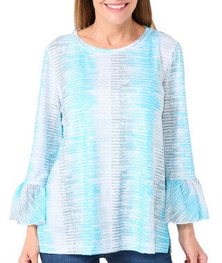 Thumbnail 1: Erin London Erin London Womens 3/4 Sleeve Bell Sleeve Slub Print Top 