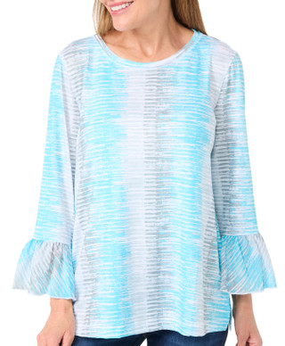 Thumbnail 2: Erin London Erin London Womens 3/4 Sleeve Bell Sleeve Slub Print Top 