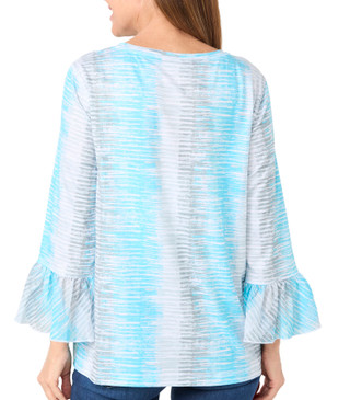 Thumbnail 3: Erin London Erin London Womens 3/4 Sleeve Bell Sleeve Slub Print Top 