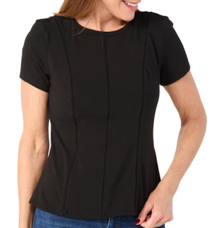 Thumbnail 2: CARMEN MARC VALVO Carmen Marc Valvo Petite Short Sleeve Crew Modal Top 