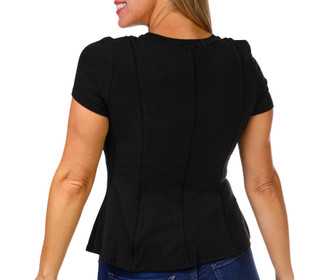 Thumbnail 3: CARMEN MARC VALVO Carmen Marc Valvo Petite Short Sleeve Crew Modal Top 