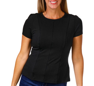 Thumbnail 1: CARMEN MARC VALVO Carmen Marc Valvo Petite Short Sleeve Crew Modal Top 