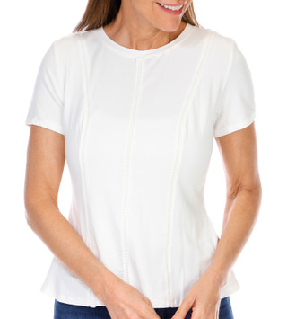 Thumbnail 1: CARMEN MARC VALVO Carmen Marc Valvo Petite Short Sleeve Crew Modal Top 