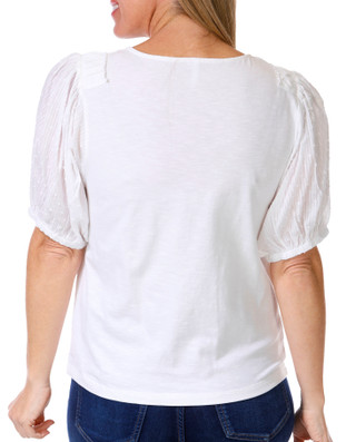 Thumbnail 2: Kaktus Kaktus Womens Short Eyelet Sleeve Crew Top 