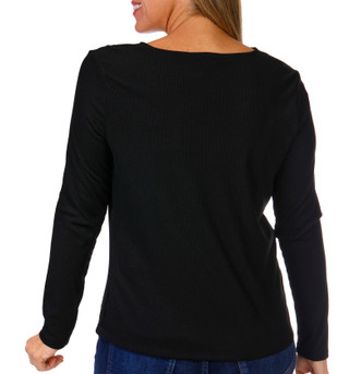 Thumbnail 2: ADRIENNE VITTADINI Adrienne Vittadini Womens Long Asymmetrical Ring Neck Top 