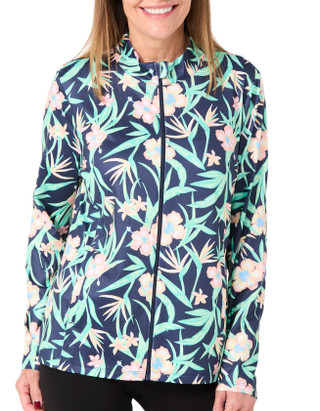 Thumbnail 3: Coral Bay Golf Coral Bay Golf Womens Long Sleeve Full Zip Print Jacket 