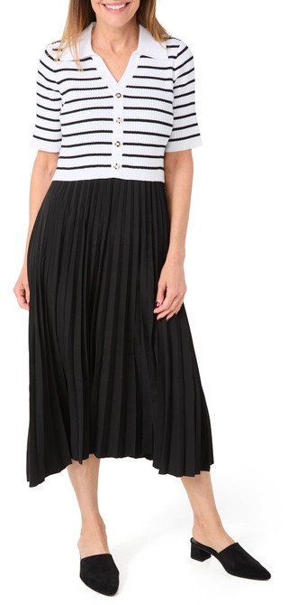 Thumbnail 3: Nanette Lepore Nanette Lepore Womens Short Sleeve Knit Woven Pleated Dress 