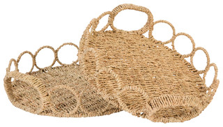 Thumbnail 2: Mud Pie 2 Pc Seagrass Link Tray Set 