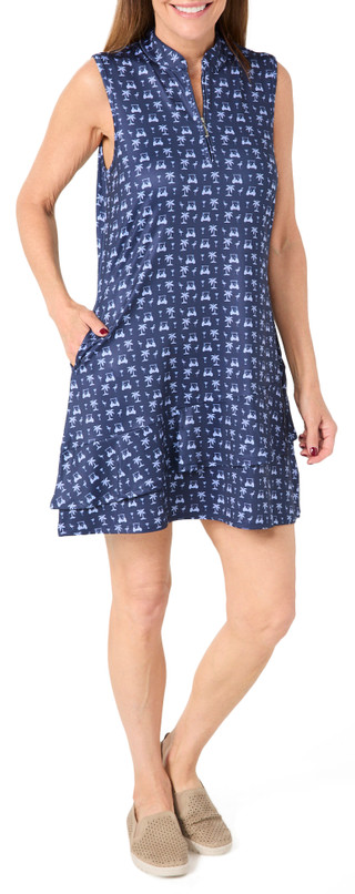 Thumbnail 1: Coral Bay Golf Coral Bay Golf Petite 1/4 Zip Asymmetrical Ruffle Dress 
