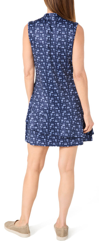 Thumbnail 3: Coral Bay Golf Coral Bay Golf Petite 1/4 Zip Asymmetrical Ruffle Dress 