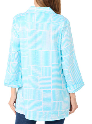 Thumbnail 3: Erin London Erin London Womens 3/4 Sleeve Button Down Shimmer Top 